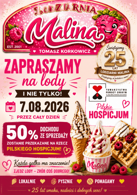 Lodziarnia Malina: akcja dla hospicjum - grafika