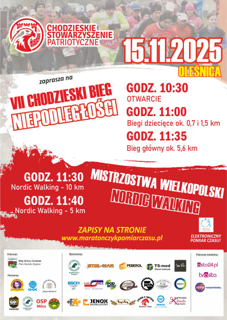 VII edycja Chodzieskiego Biegu NIepodległości - grafika